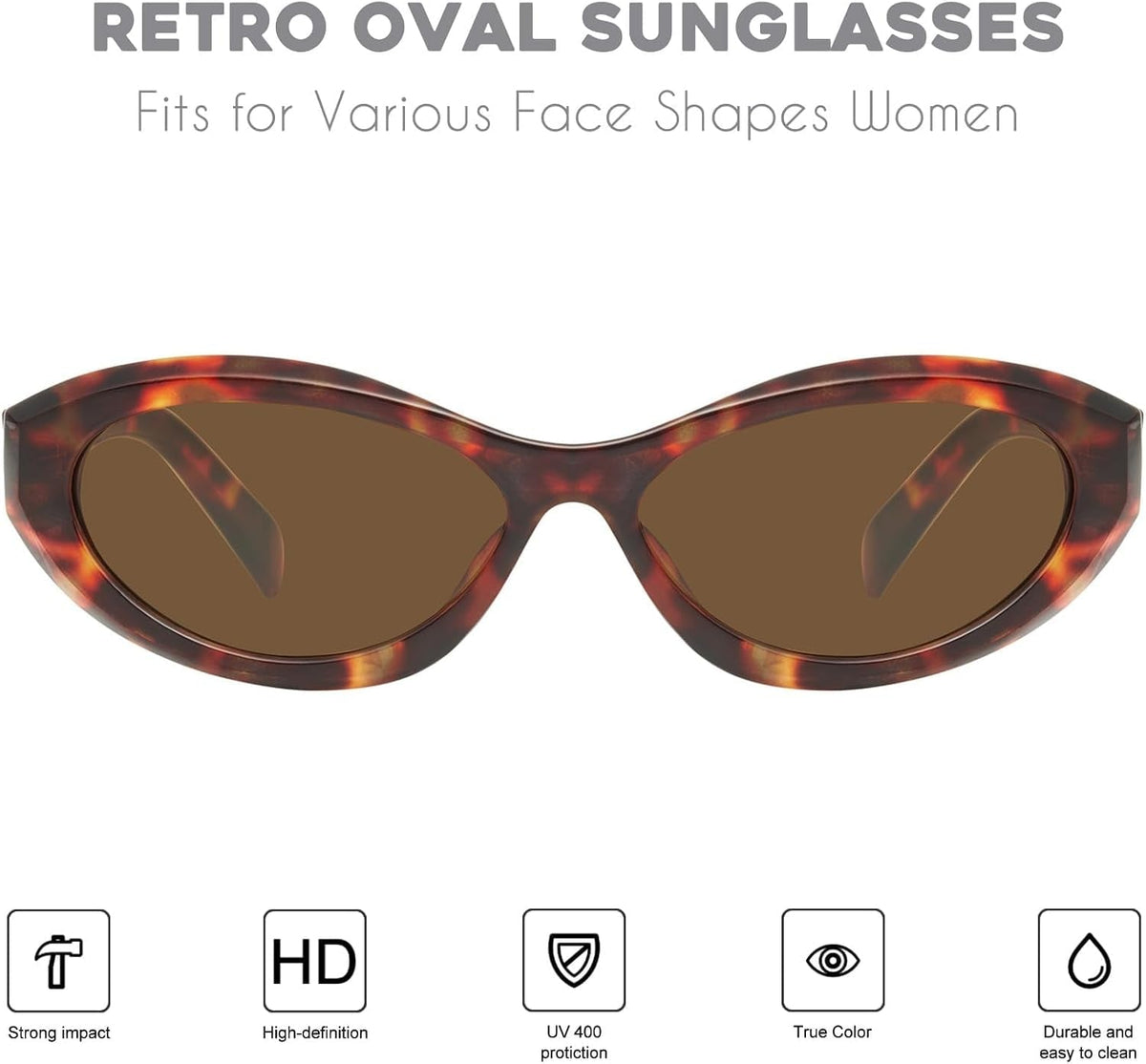 Oval Cat Eye Sunglasses for Women Retro Y2K Style MS52372