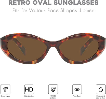 Oval Cat Eye Sunglasses for Women Retro Y2K Style MS52372