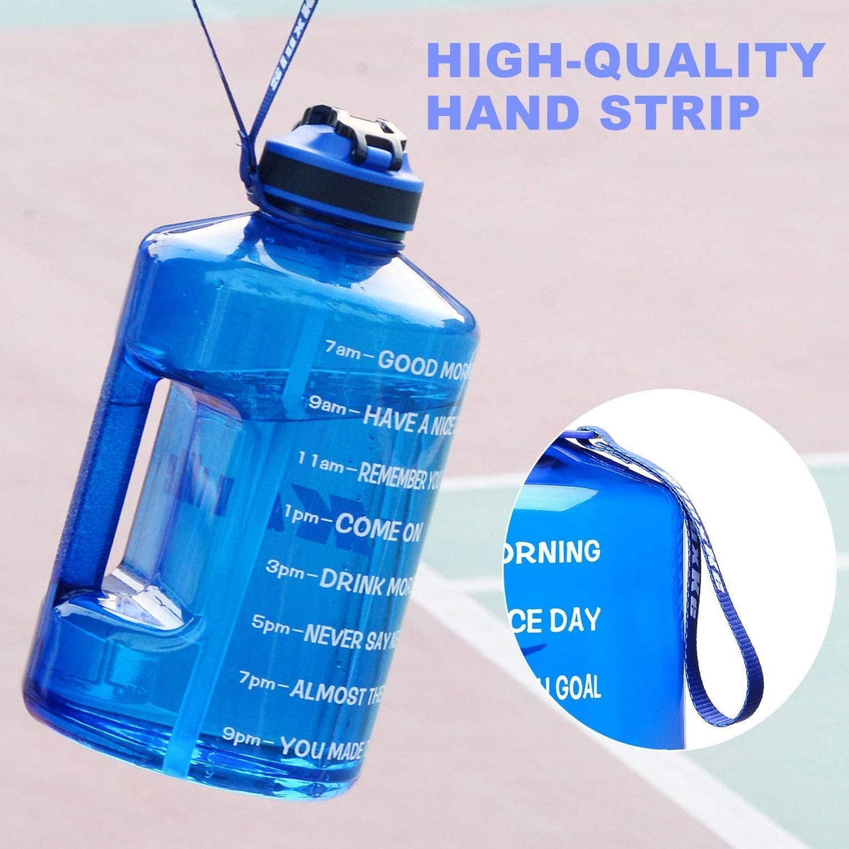 1 Gallon Motivational Sports Water Bottle with Time Marker, BPA Free 128Oz Leak Proof Jug, Black, Plastic, 128 Ounces, Fitness, Sports, Outdoor Activities