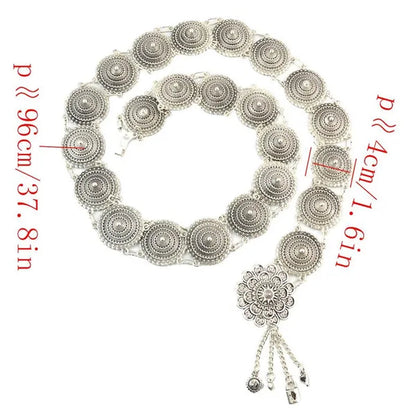 Vintage Silver Waist Chain Bells Metal Tassel  Belly Chain  Charm Belt Chains Body Jewelry