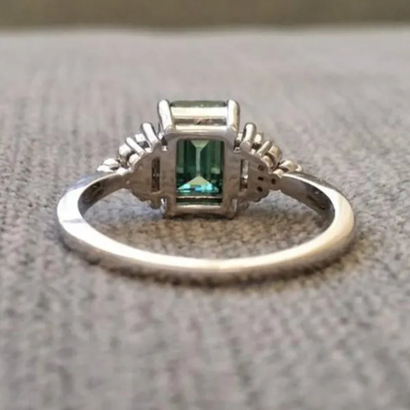 Classic Silver Color Delicate Blue Zircon Women's Ring Anniversary Christmas Gift Beach Party Jewelry Size 6-11 Bague Femme