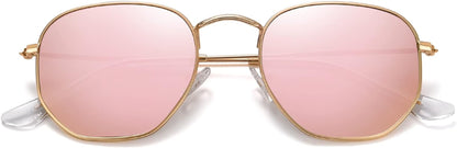 Polarized Hexagon Sunglasses for Women Men Polygon Square Sun Glasses UV400 Protection Metal Frame