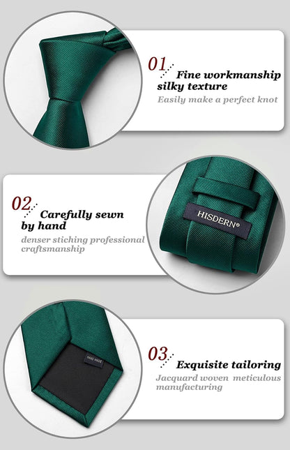 Mens Ties Solid Color Ties for Men Formal Necktie with Pocket Square Set Satin Silk Neck Tie Handkerchiefs Set