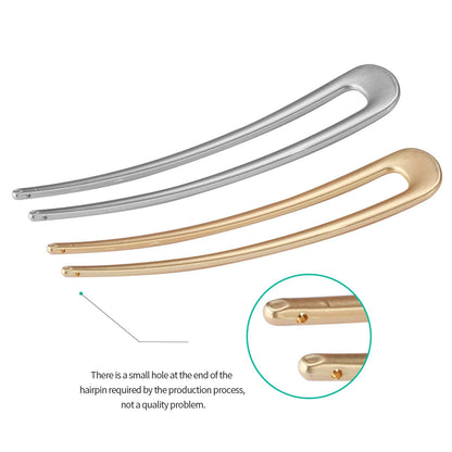 Large French Hair Pins Metal U-Shaped Hair Sticks(Pack of 2, Gold&Silver)
