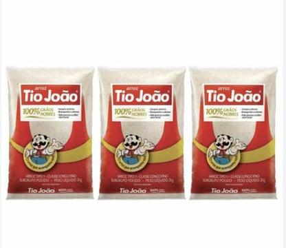 Arroz Branco Brasileiro Tio João 907G | Pack 3X907G | Brazilian White Rice Uncle John |  Bundle