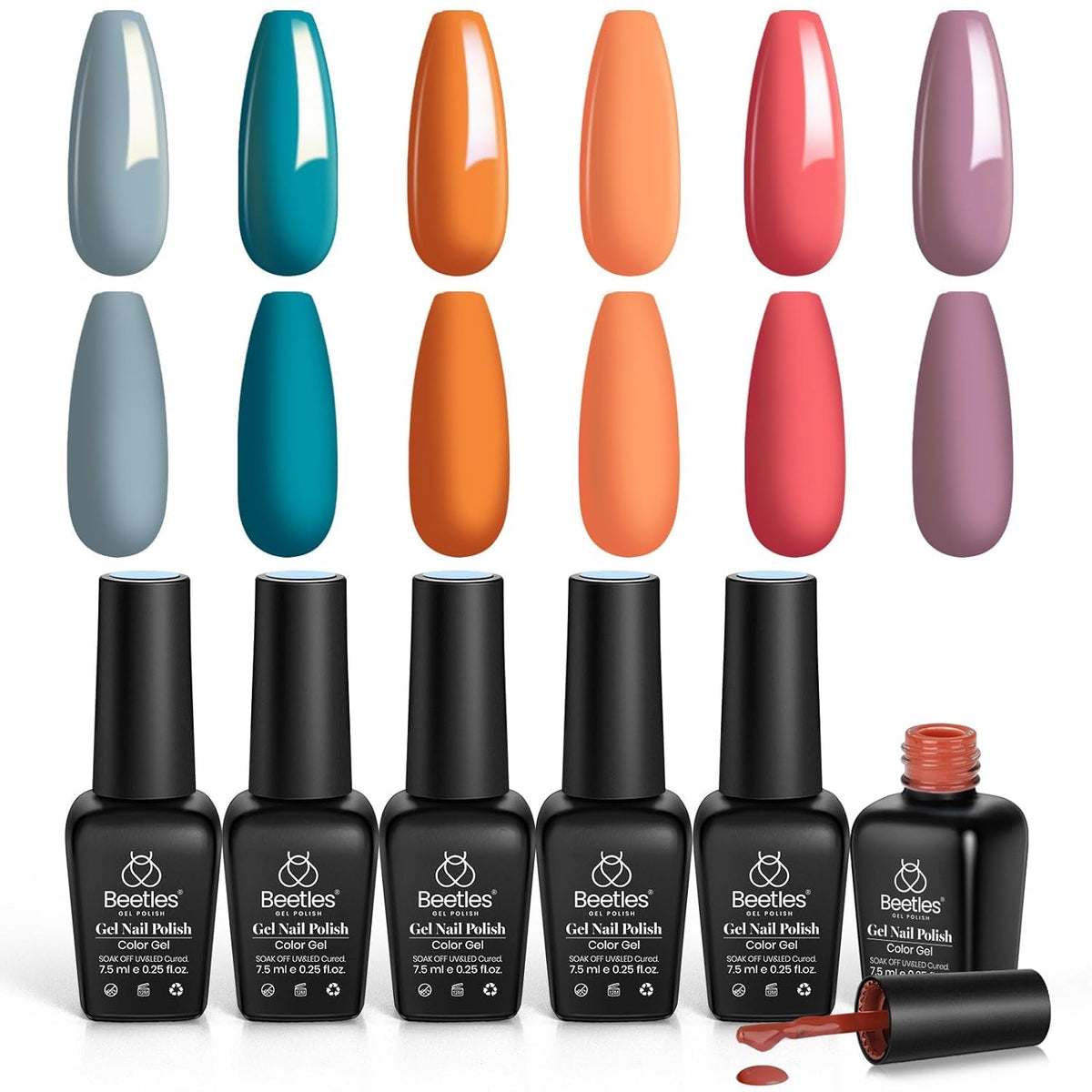 Beetles Pearl Gel Nail Polish 6 Colors Shimmer Glitter White Pink Blue Nail Polish Mermaid Gel Soak Off Uv Led Spring Summer Easter Gel Polish Swirl Thread Effect DIY Manicure Art