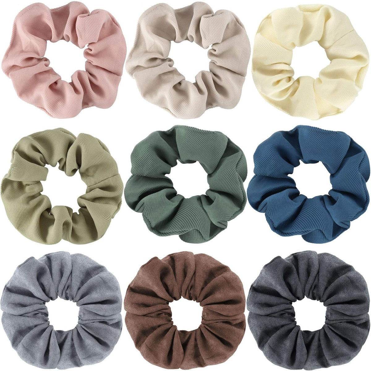 9 Pieces Cotton Hair Scrunchies Matte Nude Hair Bands Elastic Colorful Scrunchy Hair Bands Hair Ties Hair Ropes for Women Girls(Gentle Colors)