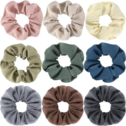 9 Pieces Cotton Hair Scrunchies Matte Nude Hair Bands Elastic Colorful Scrunchy Hair Bands Hair Ties Hair Ropes for Women Girls(Gentle Colors)