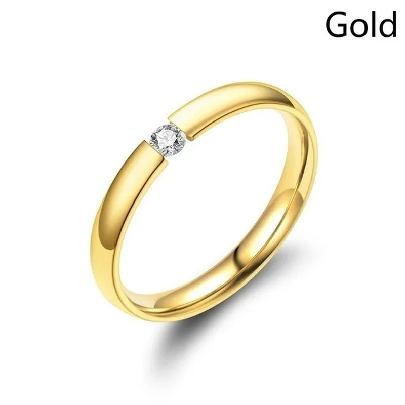 Fashion Stainless Steel Couple Ring Micro-set Zircon Ring Simple Titanium Steel Cubic Zirconia Rings for Women