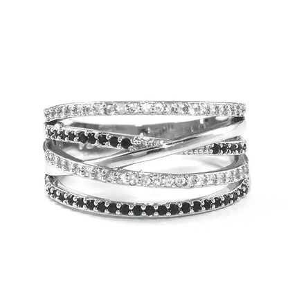 Solid 925 Sterling Silver Natural Black Sapphire Diamond Ring Anniversary Gift Engagement Wedding Rings Jewelry Gift for Women Ladies Size 5 6 7 8 9 10