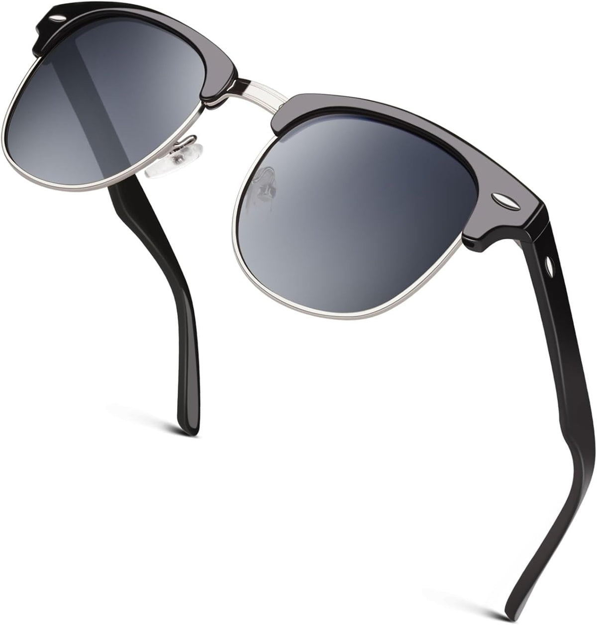 Classic Horn Rimmed Semi Rimless Polarized Sunglasses for Men Women GQO6