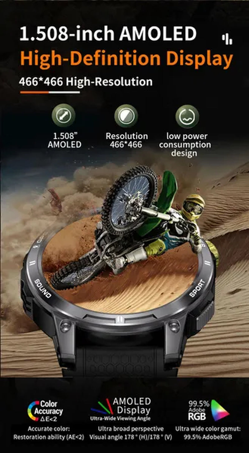 LIGE GPS 100+ Sport Modes Smart Watch Men Compass Military With LED Flashlight Bluetooth Call Sport Tracker IP68 Waterproof Smartwatch For Women Android IOS