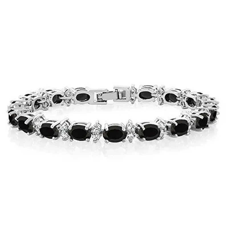 Gem Stone King 925 Sterling Silver Gorgeous Oval and Round Sparkling Cubic Zirconia CZ Tennis Bracelet Jewelry Gift