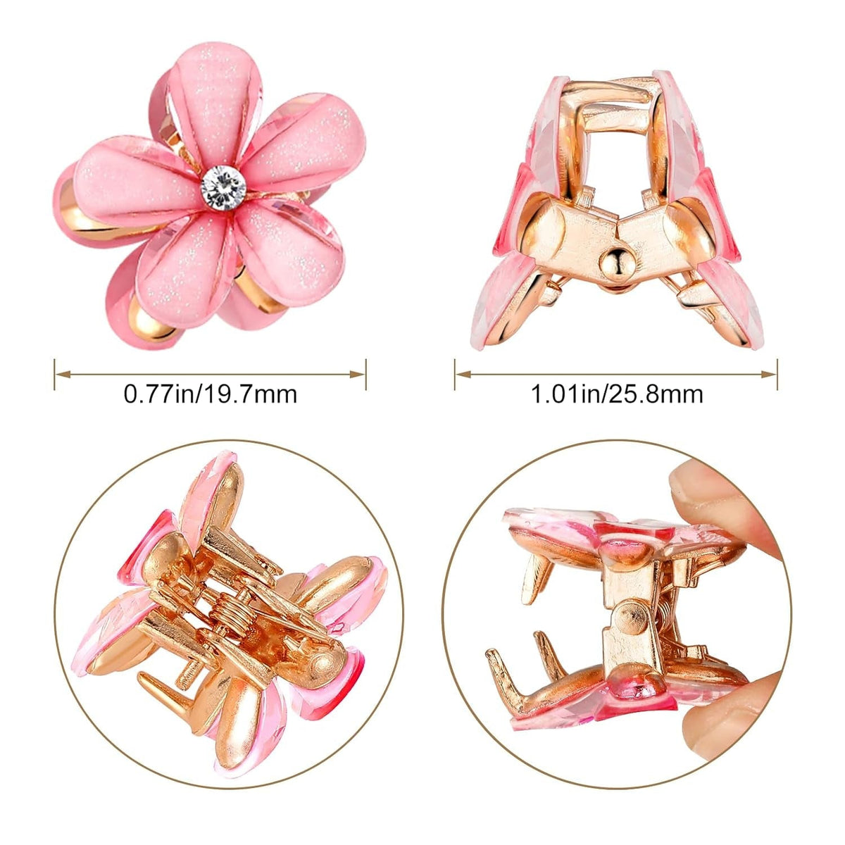10Pcs Flower Hair Clips for Girls Small Hair Claw Clips Mini Flower Hair Clips with Crystal Cute Metal Claw Clips Sparkling Hair Barrettes Nonslip Side Clip Hair Accessories for Women Blue