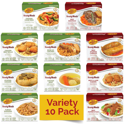 Kosher Ready Meals - (10 Pack Variety - Beef, Chicken & Turkey) Prepared Entree Fully Cooked, Shelf Stable Microwave Dinner Travel Military Camping Emergency Survival Protein