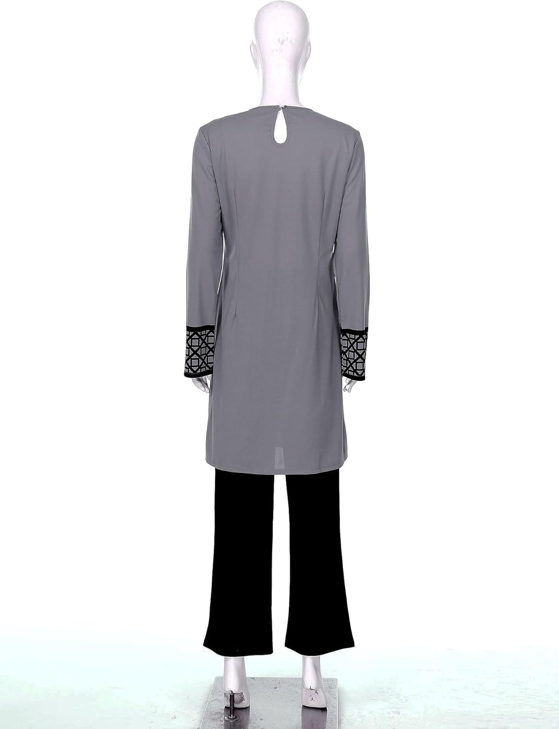 Womens Muslim Abaya 2-Piece Suits Long Sleeve Robe with Pants Outfit Islamic Prayer Clothes Sets