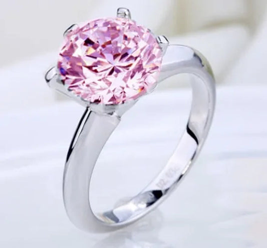 3.5ct Size 6-10 amazing Princess  silver cut White Sapphire &Pink Sapphire &Topaz Engagement Ring