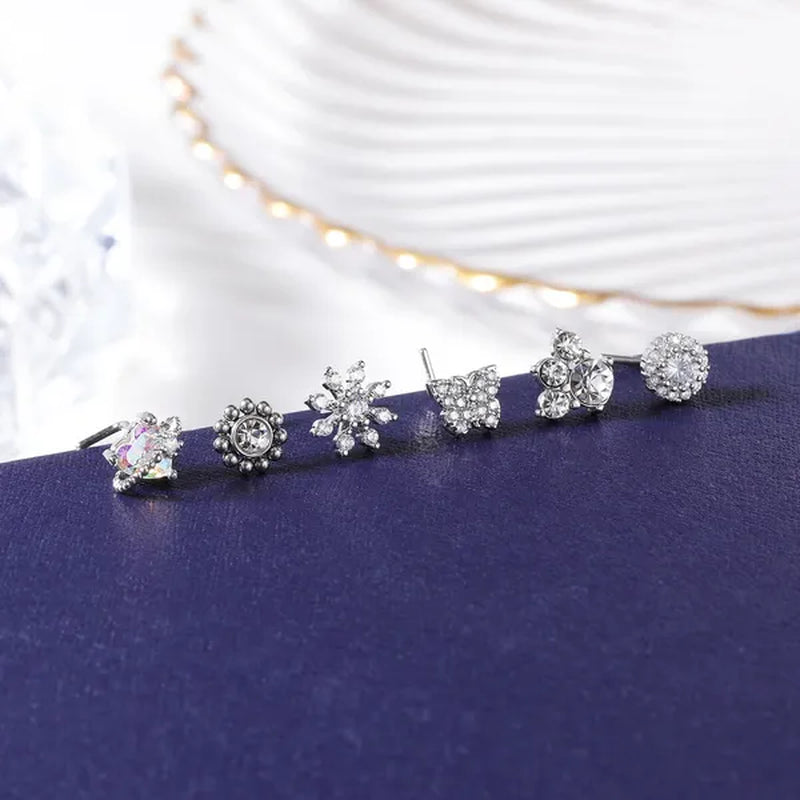 5/6Pcs 20G Nose Rings Stud L Shape Nose Rings Cubic Zirconia Butterfly Flower Eye Moon Heart Shape Nose Studs Piercing Jewelry for Women Men