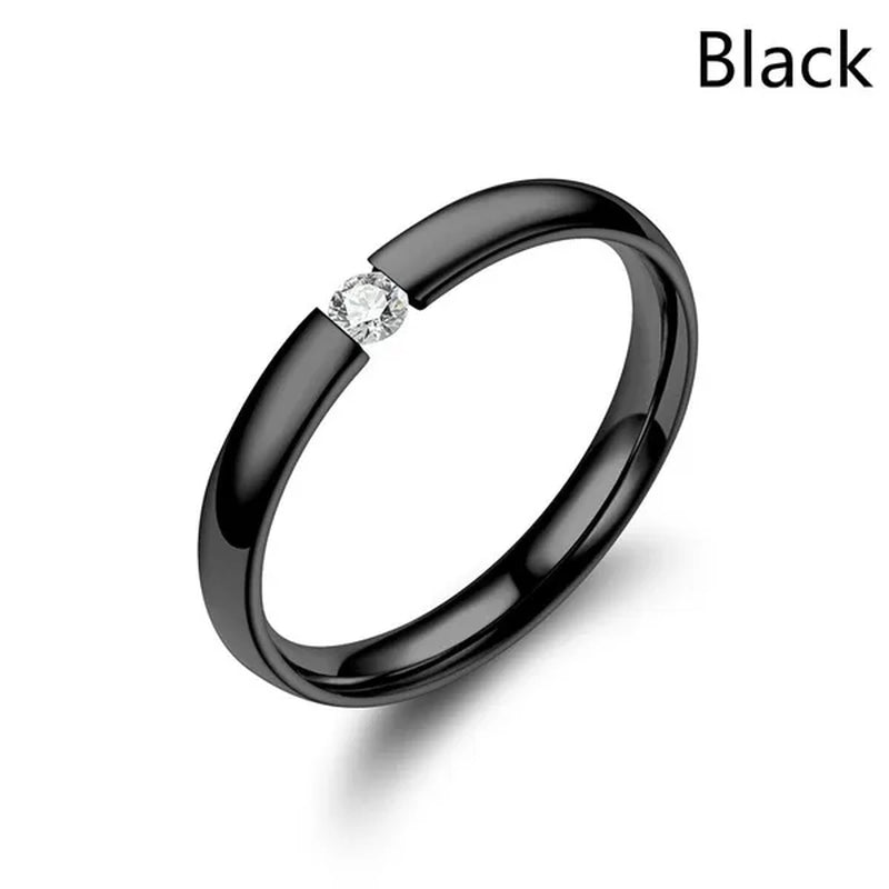 Fashion Stainless Steel Couple Ring Micro-set Zircon Ring Simple Titanium Steel Cubic Zirconia Rings for Women