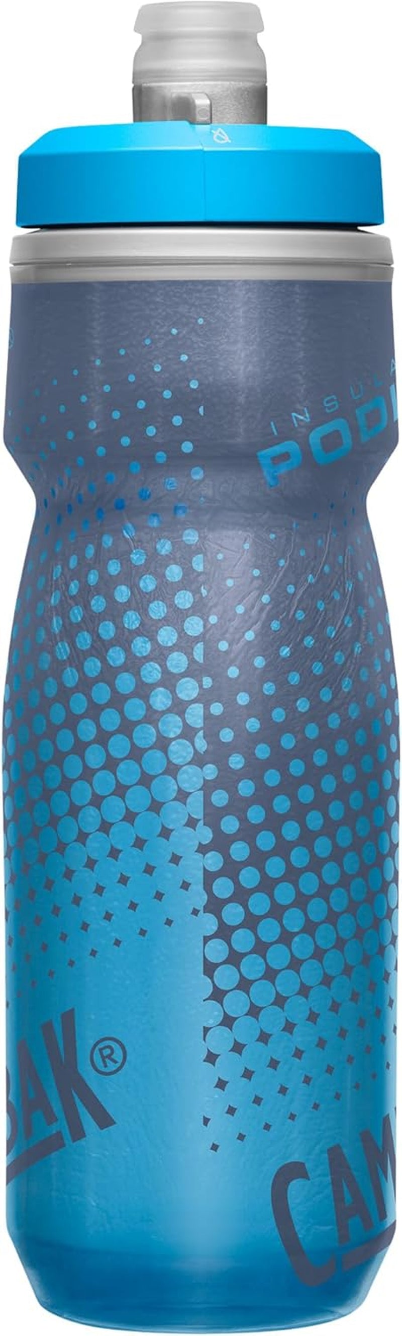 Podium Chill Insulated Bike Water Bottle - Easy Squeeze Bottle - Fits Most Bike Cages - 21Oz, Blue Dot