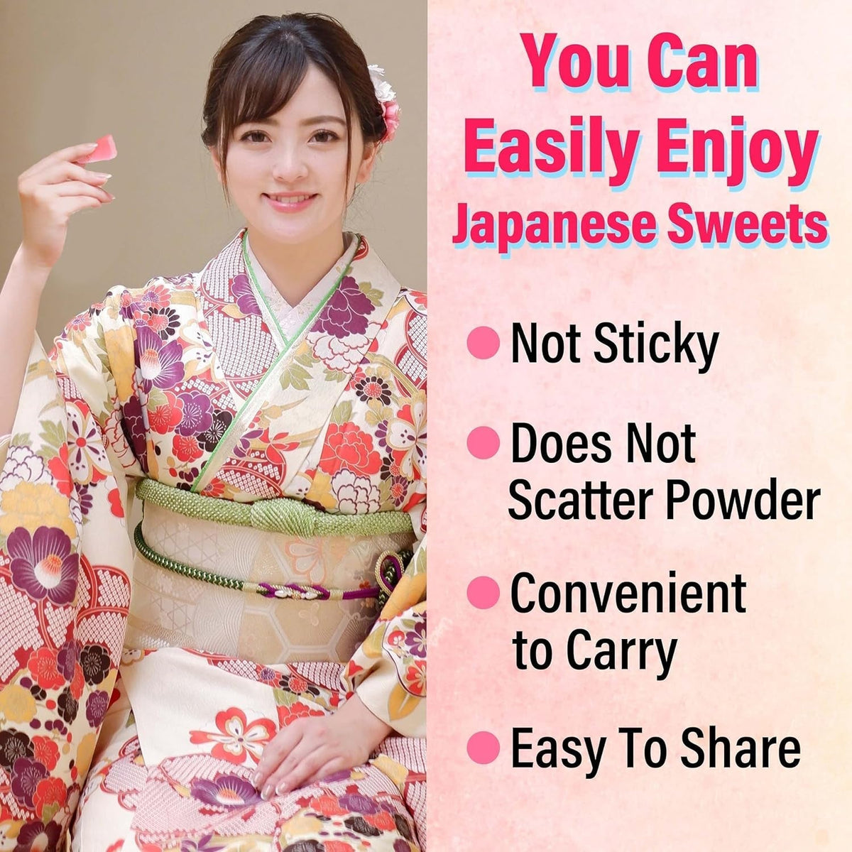 Japanese Sakura Mochi Candies, Real Traditional Cherry Blossom Rice Cakes, 300G/10.58Oz, Japanese Snacks, Japanese Candy, Individually Wrapped