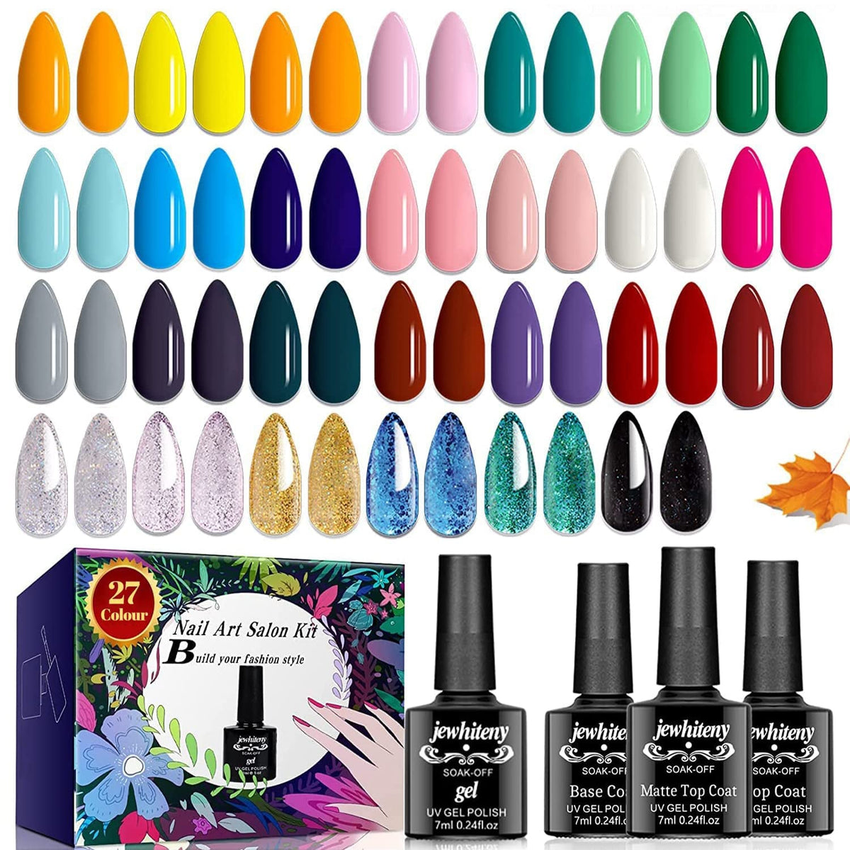 27 Colors Gel Nail Polish Kit with U V Light, 120W U V LED Nail Dryer Lamp Curing Gel Nail Polish Set Popular Gel Nail Polish Set DIY at Home, Nail Manicure Tools