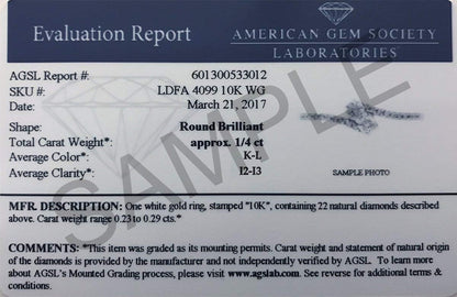 AGS Certified 1/4 Carat TW Two Stone Diamond Ring in 10K White Gold