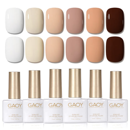 Jelly Milky White Gel Nail Polish Set, 6 Translucent Sheer Maroon UV Colors for Art Home DIY Manicure Kit