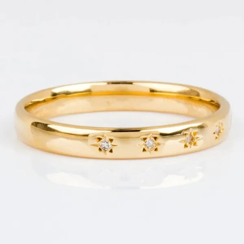 Trendy Gold Color Ring Bride Wedding Jewelry for Women Rings White Zircon Engagement Party Band Anniversary Gift