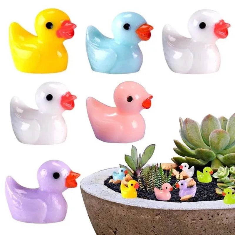 100/50/25/5PCS Cute Resin Mini Ducks Miniature Farm Artificial Animals Figures Ornament Tiny Duck for Home Fairy Garden Micro Landscape Potted Decor