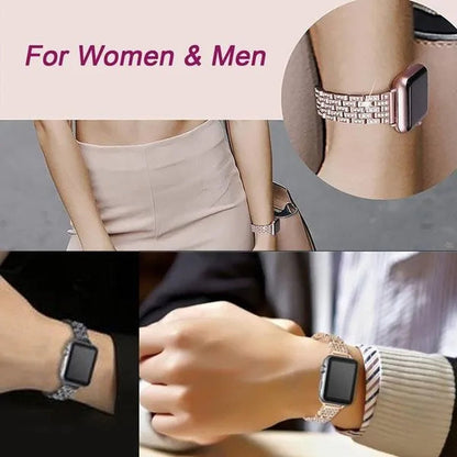 Compatible with Apple Watch Bands 44mm 42mm 40mm 38mm for iWatch Strap Series 6/SE/5/4/3/2/1 Replacement Metal Wristband Bling Diamond Band