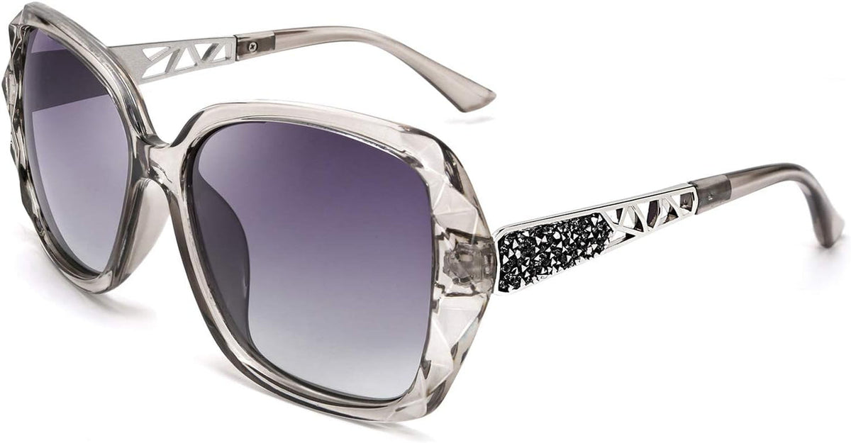 Polarized Women Square Sunglasses Sparkling Composite Shiny Frame B2289