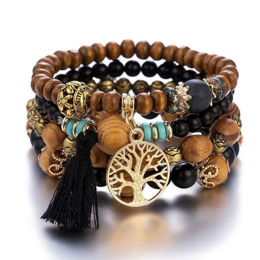 Bohemian Stackable Bead Bracelets for Women Stretch Multilayered Bracelet Set Multicolor Jewelry