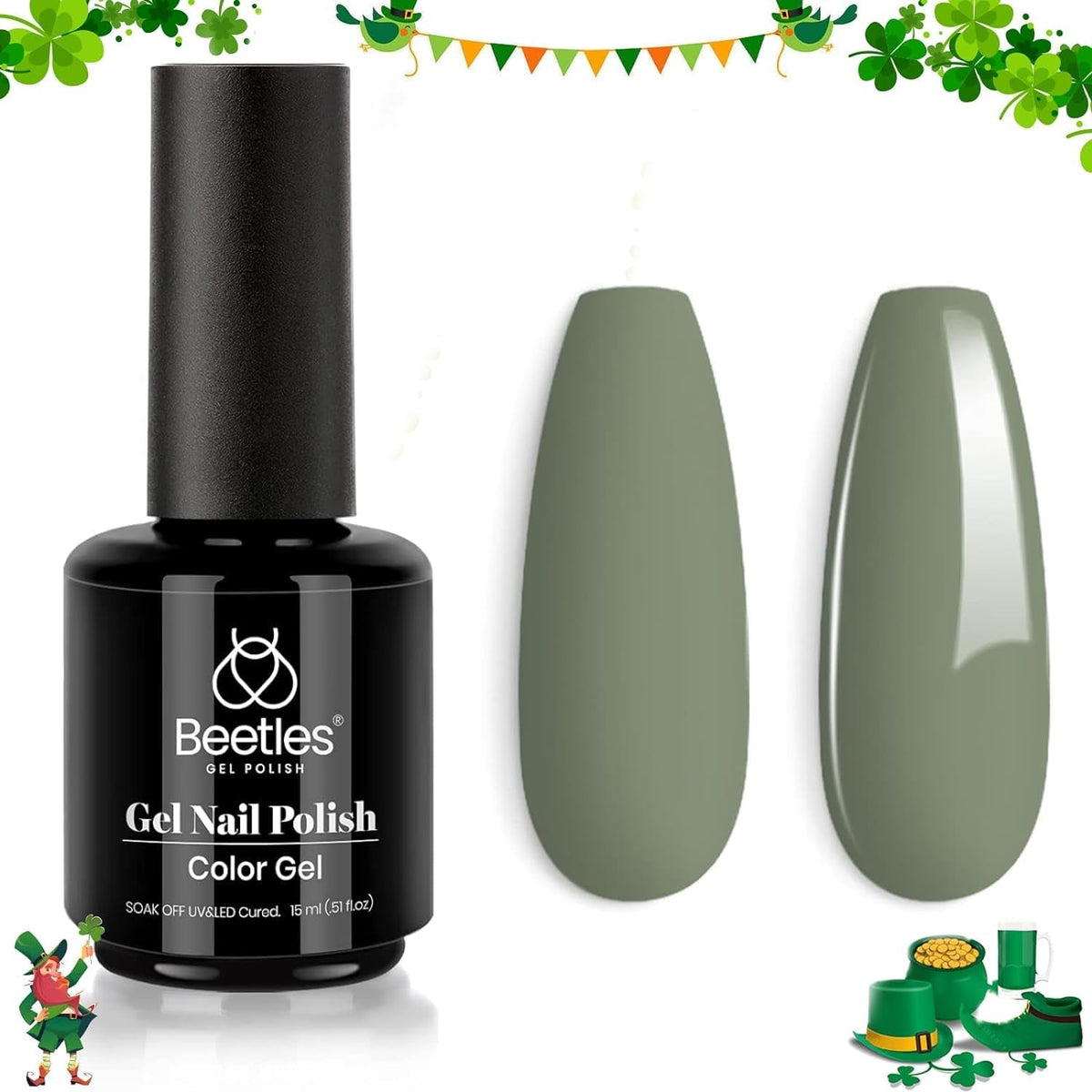 Beetles Gel Nail Polish, 1 Pcs 15ml White Color Soak Off Gel Polish Nail Art Manicure Salon DIY Gel Nail Design Decoration at Home Nail Lamp Needed Nails Minicure Kit Gift