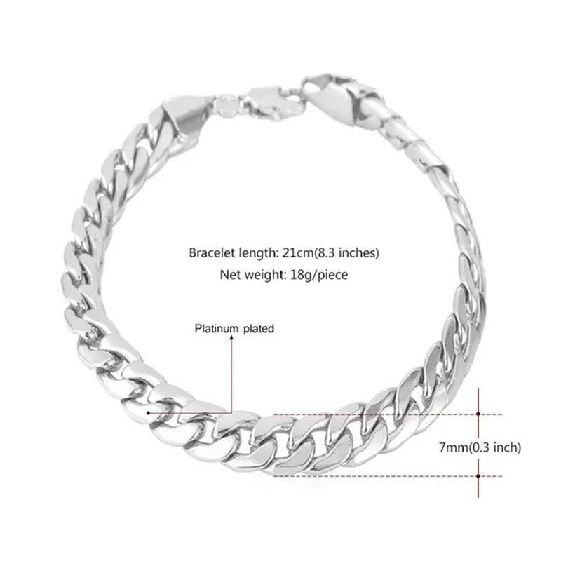Men Cuban Link Bracelet 18K Stamp Platinum/Rose Gold/Yellow Gold Plated Curb Chain Bracelets