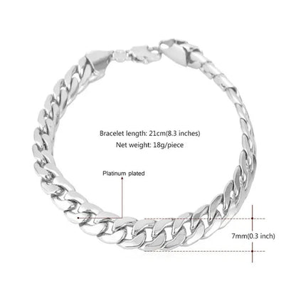 Men Cuban Link Bracelet 18K Stamp Platinum/Rose Gold/Yellow Gold Plated Curb Chain Bracelets