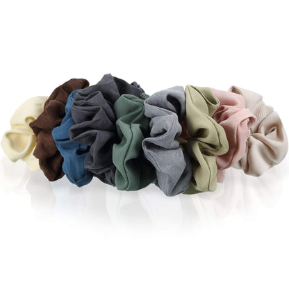 9 Pieces Cotton Hair Scrunchies Matte Nude Hair Bands Elastic Colorful Scrunchy Hair Bands Hair Ties Hair Ropes for Women Girls(Gentle Colors)