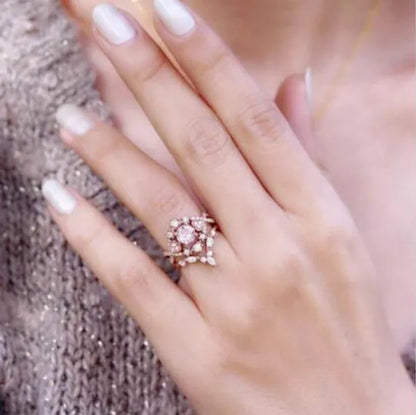Exquisite Ladies Fashion Jewelry Anniversary Promise Gift Princess Party Rings Bridal Engagement Wedding Ring Set Size 5-11