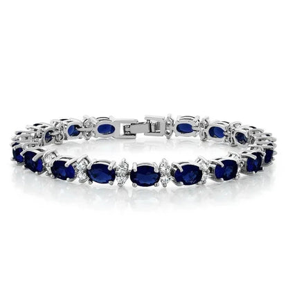 Gem Stone King 925 Sterling Silver Gorgeous Oval and Round Sparkling Cubic Zirconia CZ Tennis Bracelet Jewelry Gift