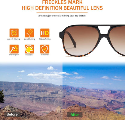 Vintage Retro 70S Sunglasses for Women Men Classic Large Square Aviator Trendy Glasses