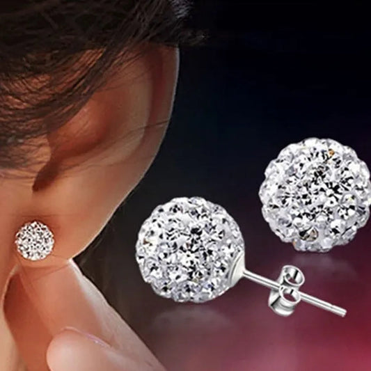 925 Sterling Silver Earrings Super Flash Diamond Earrings Full Diamond Earrings Shambala Ball Pendientes