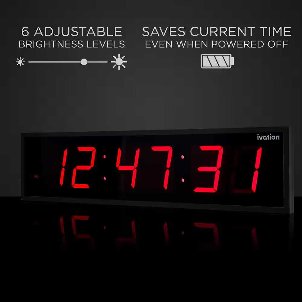 36 In. Large Digital Wall Clock, LED Digital Clock with Timer and Alarm, Red