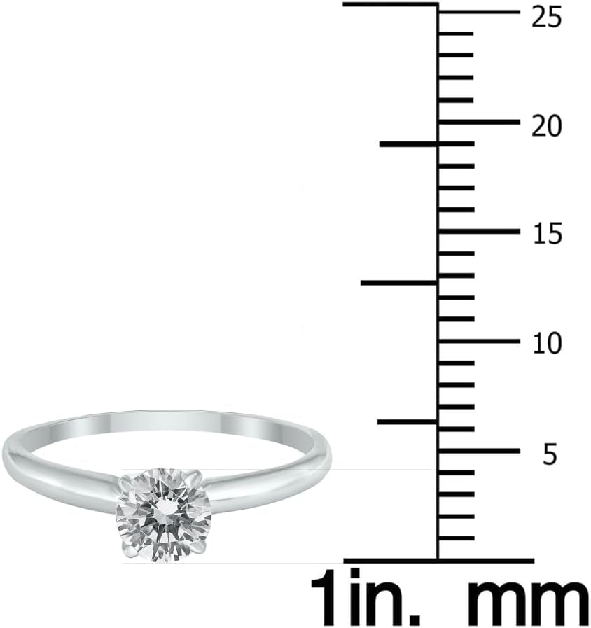Certified 1/4 Carat - 1 Carat Diamond Solitaire Ring Available in 14K White Gold (J-K Color, I2-I3 Clarity)
