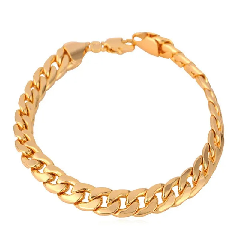 Men Cuban Link Bracelet 18K Stamp Platinum/Rose Gold/Yellow Gold Plated Curb Chain Bracelets