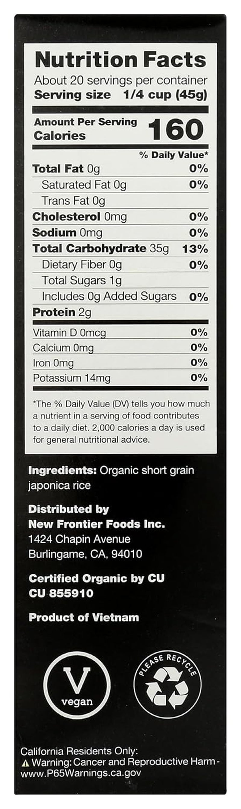 OCEANS HALO Organic Short Grain Sticky Rice, 32 OZ