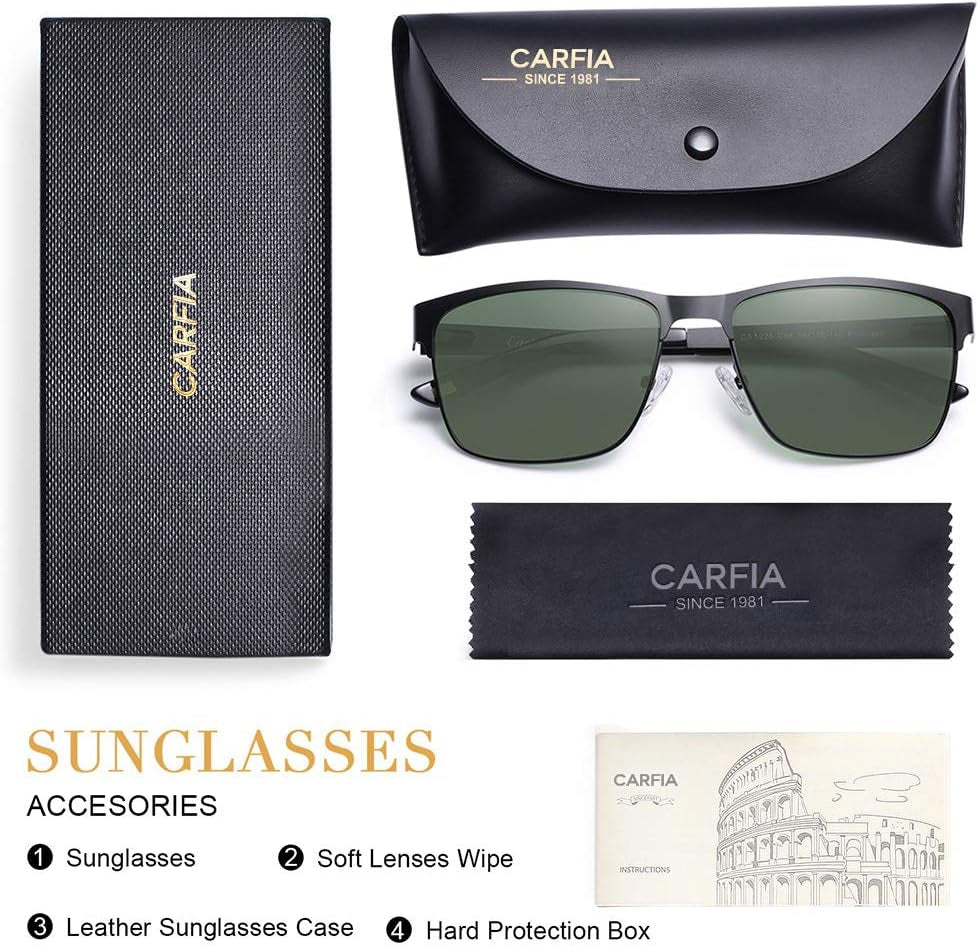 Metal Mens Sunglasses Polarized Protection for Driving Hiking Golf