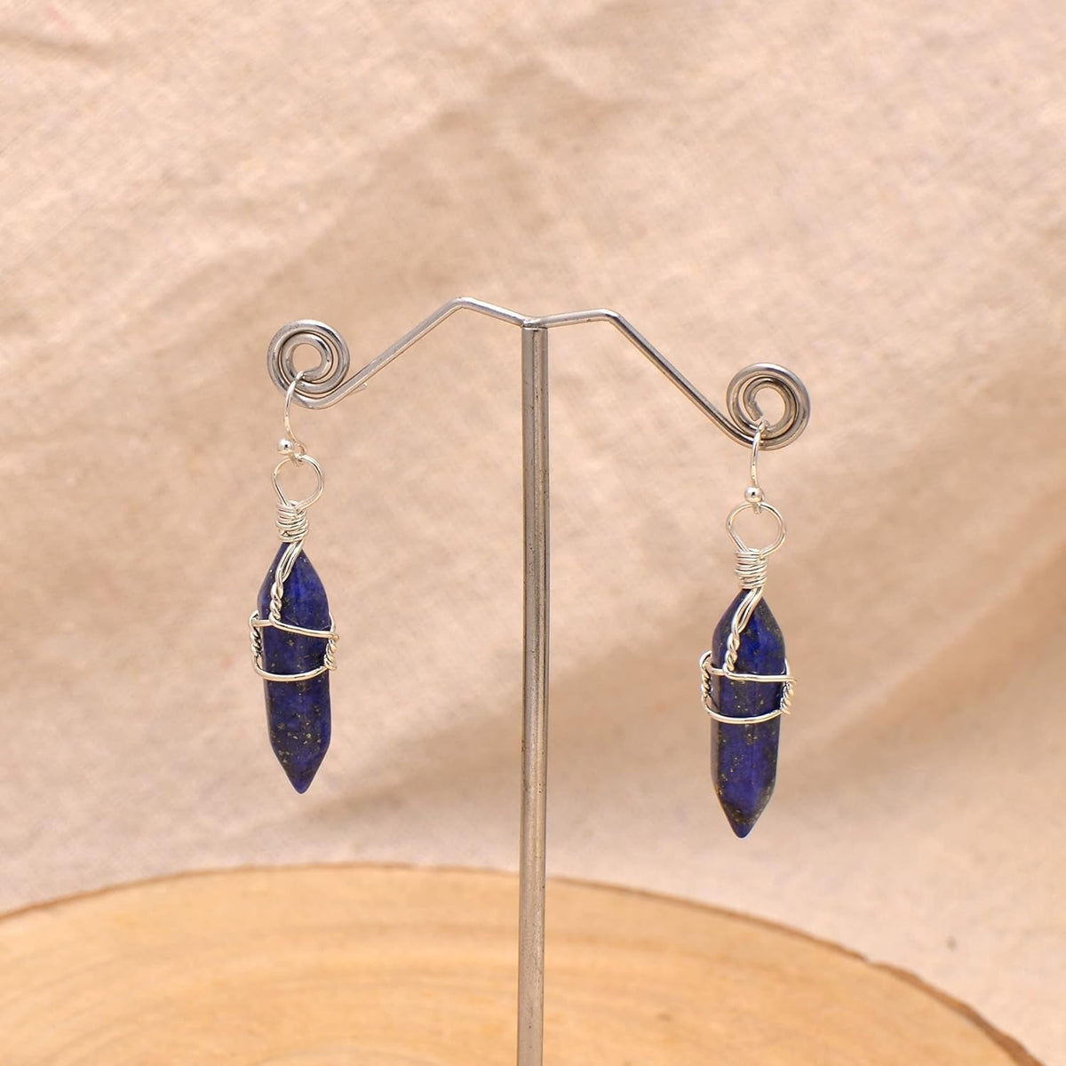 Hand Wired Healing Crystal Point Chakra Dangling Earrings for Women