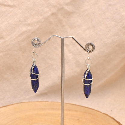 Hand Wired Healing Crystal Point Chakra Dangling Earrings for Women