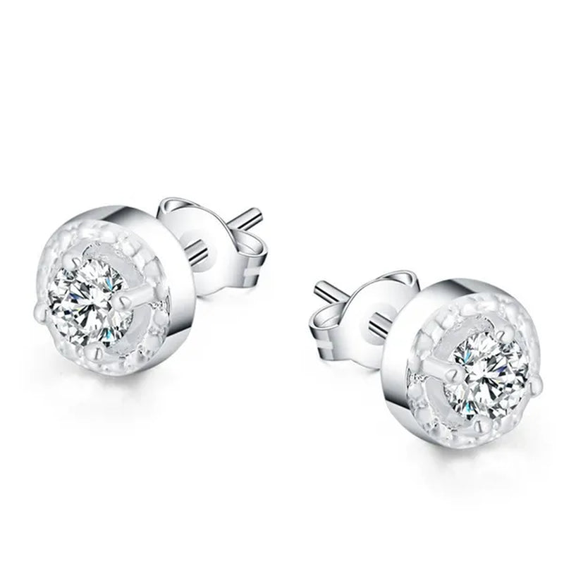 925 Sterling Silver Cute Solid Christmas Gift Noble Fashion Elegant Women Shiny Crystal CZ Necklace Earring Ring Jewelry Set