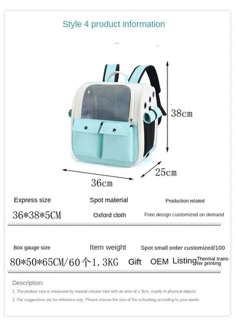 Pet Carrier Backpack Small Medium Dogs Cats Large Space Fits Up To 20 Lbs Pets Foldable Backpack Safety Lock Zipper Breathable Mesh Travel Hiking